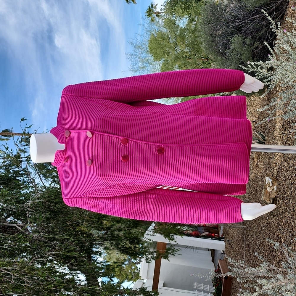 GIORGIO ARMANI Fuchsia Wool Blazer 46 Minimalist Cadet Jacket 90s Italy VINTAGE - Picture 4 of 16